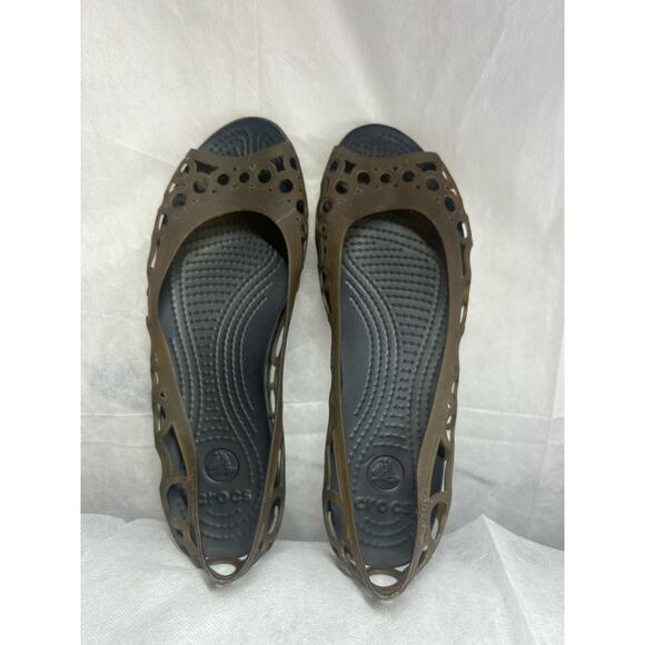 Crocs Adrina Brown Peep Toe Slip On Women Size 9 - Picture 6 of 6